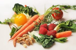 Vegetables bundled together to illustrate nutrition