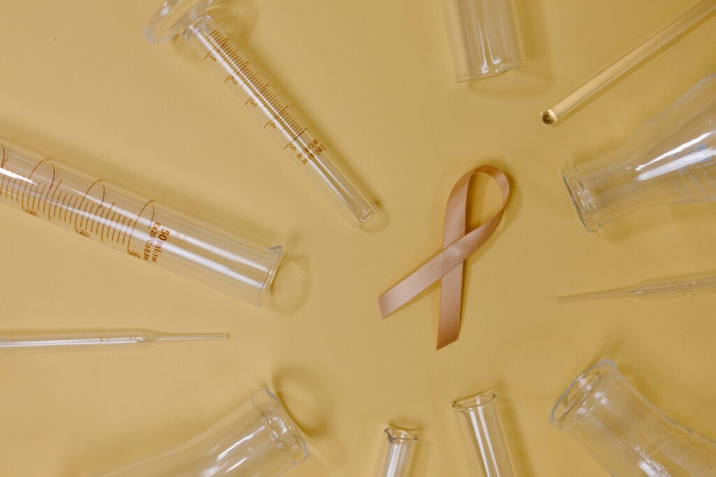 medical lab equipment and a ribbon