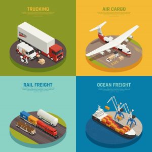 Methods of transportation including truck delivery, air freight, rail freight, and sea shipping