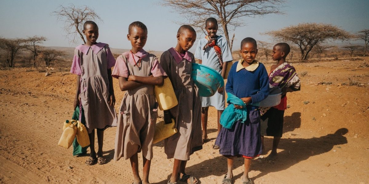 school going children looking for water