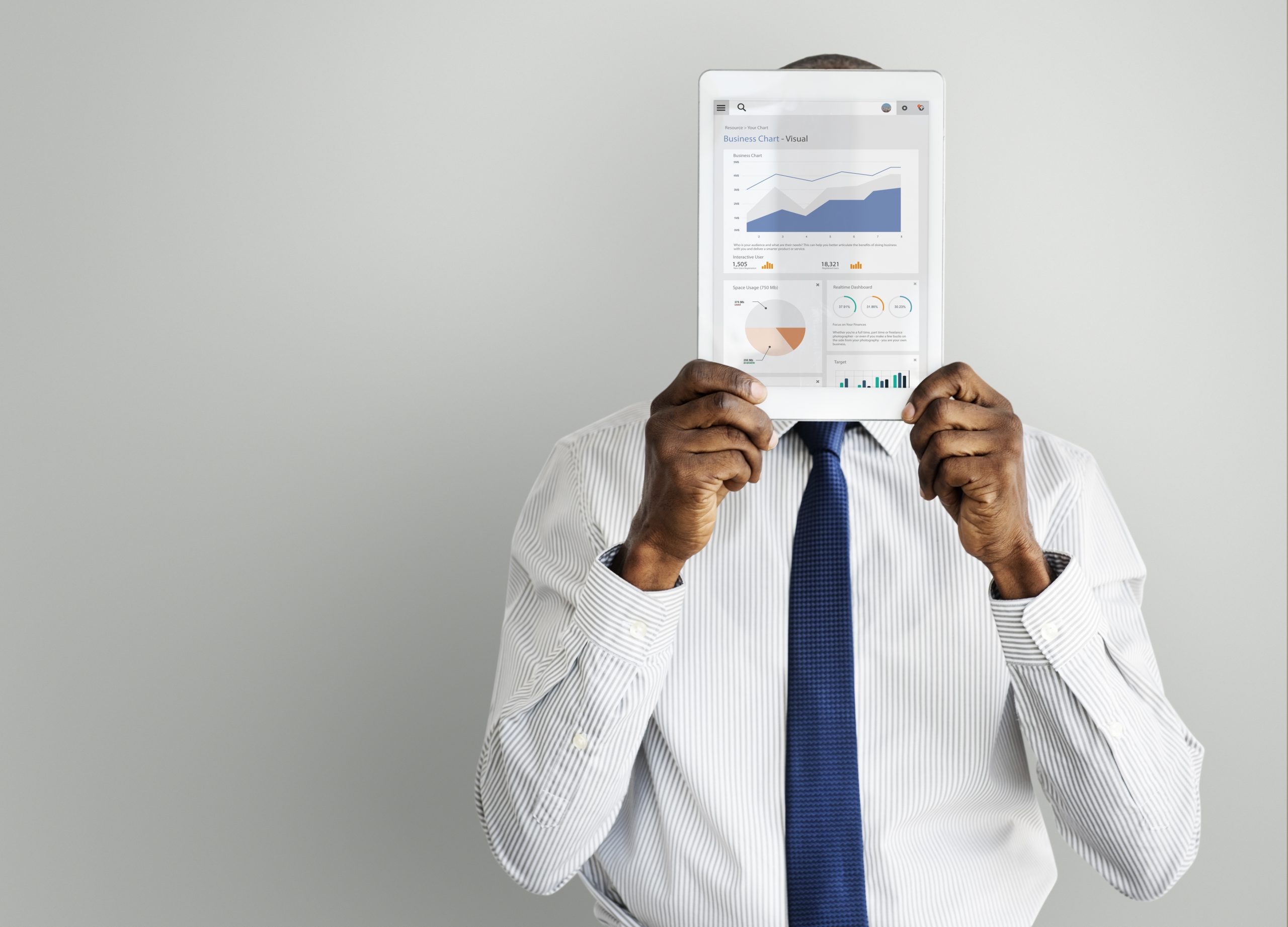 a person holding a data collection chart on his face
